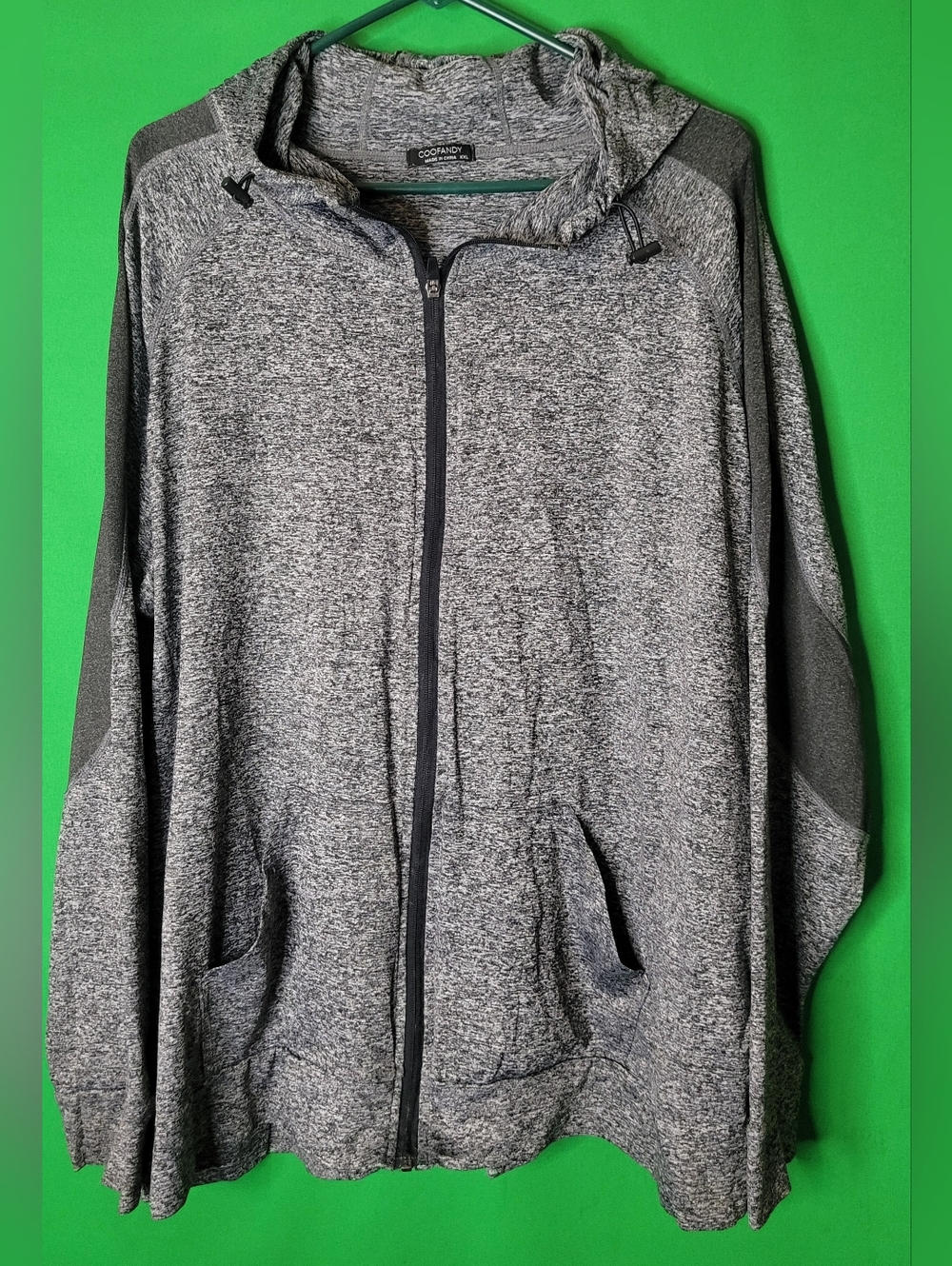 Mens Coofandy Heather Gray Performance Marled Full-Zip Hoodie Active XXL Jacket